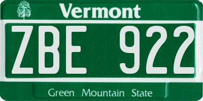 VT license plate ZBE922