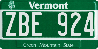 VT license plate ZBE924