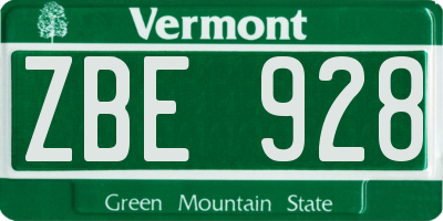VT license plate ZBE928