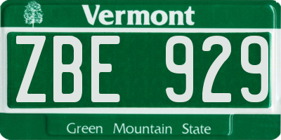 VT license plate ZBE929