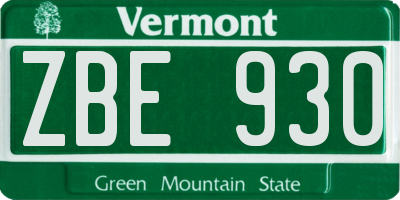 VT license plate ZBE930