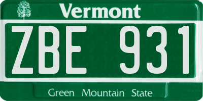 VT license plate ZBE931