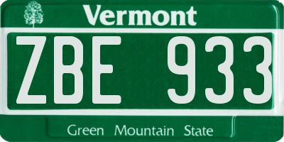 VT license plate ZBE933