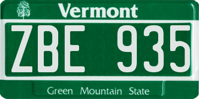 VT license plate ZBE935