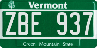 VT license plate ZBE937
