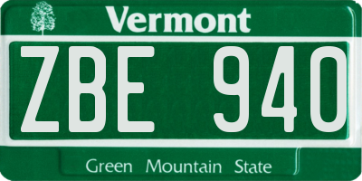VT license plate ZBE940