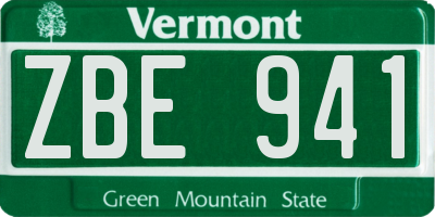 VT license plate ZBE941