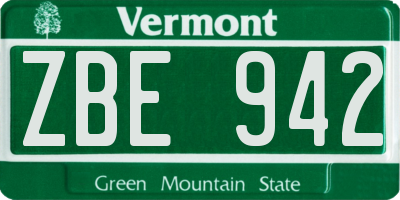 VT license plate ZBE942