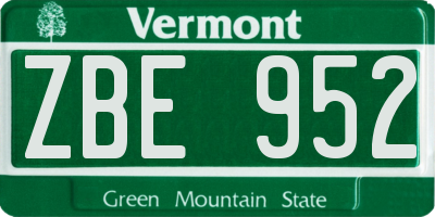 VT license plate ZBE952