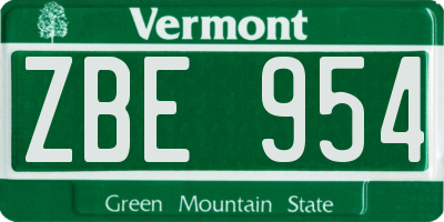 VT license plate ZBE954