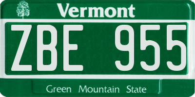 VT license plate ZBE955