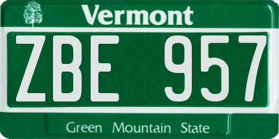 VT license plate ZBE957