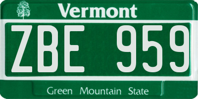 VT license plate ZBE959