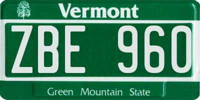 VT license plate ZBE960