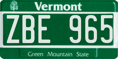 VT license plate ZBE965