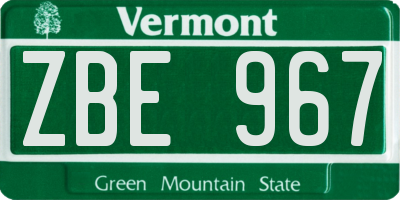 VT license plate ZBE967