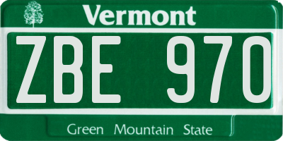 VT license plate ZBE970