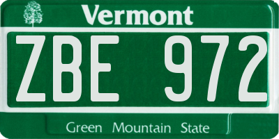 VT license plate ZBE972