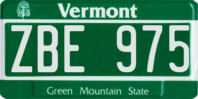 VT license plate ZBE975