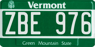 VT license plate ZBE976