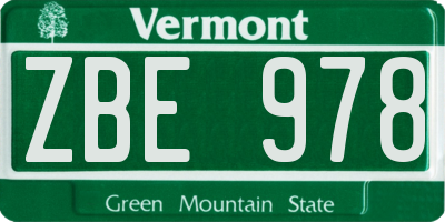 VT license plate ZBE978