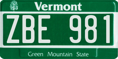 VT license plate ZBE981