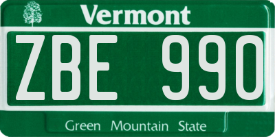 VT license plate ZBE990