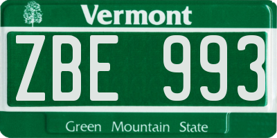 VT license plate ZBE993