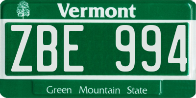 VT license plate ZBE994