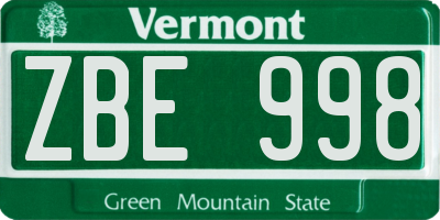 VT license plate ZBE998