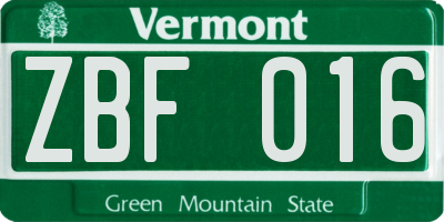 VT license plate ZBF016