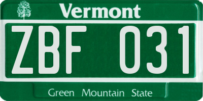 VT license plate ZBF031