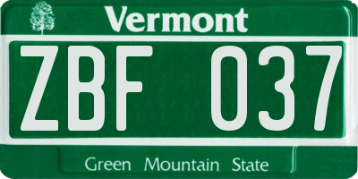 VT license plate ZBF037