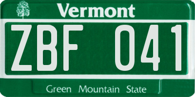 VT license plate ZBF041