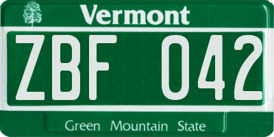 VT license plate ZBF042
