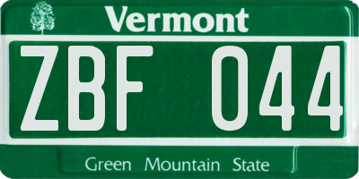 VT license plate ZBF044