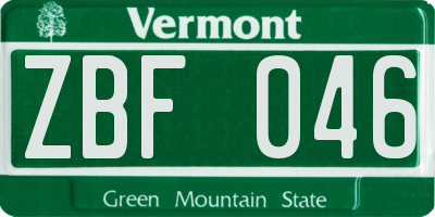VT license plate ZBF046