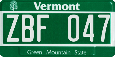 VT license plate ZBF047
