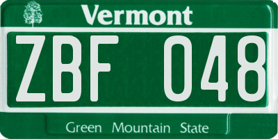 VT license plate ZBF048