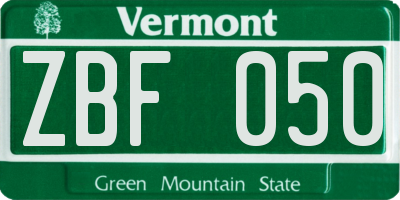 VT license plate ZBF050