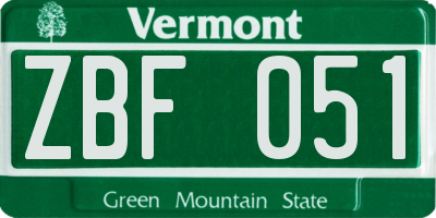 VT license plate ZBF051
