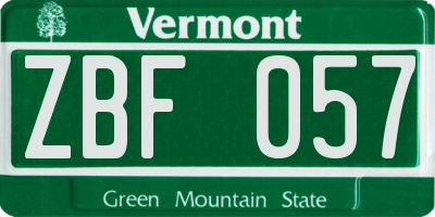 VT license plate ZBF057