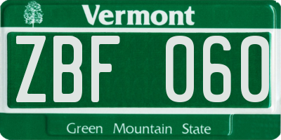 VT license plate ZBF060