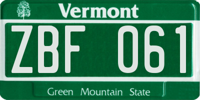 VT license plate ZBF061