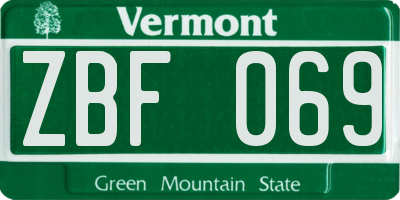 VT license plate ZBF069