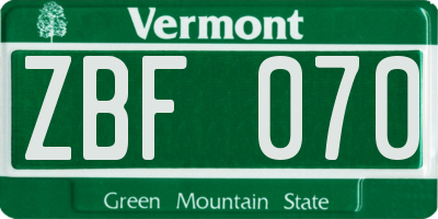 VT license plate ZBF070