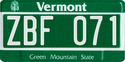 VT license plate ZBF071