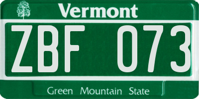 VT license plate ZBF073