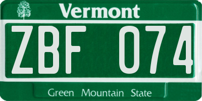 VT license plate ZBF074