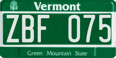 VT license plate ZBF075
